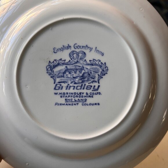 Grindley Staffordshire England Blue English Country Inns "The Bears Head" Plate - Picture 5 of 9